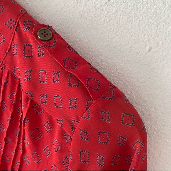 Alice Blue Stitch Fix Red Navy Native American pattern Long Sleeve Blouse Sz SP - Picture 12 of 14